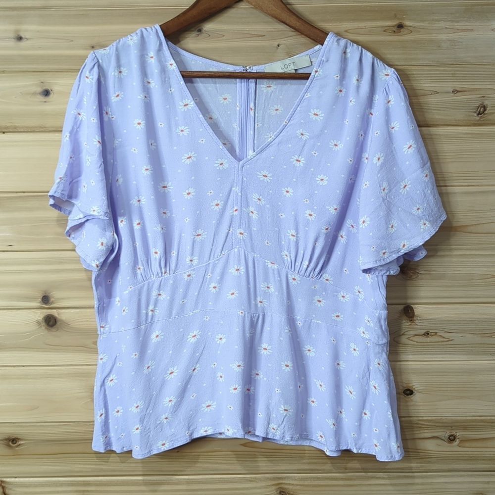 LOFT Light Purple Floral Blouse